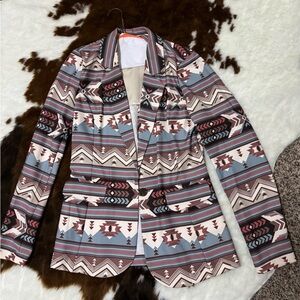 Aztec rock and roll denim western blazer